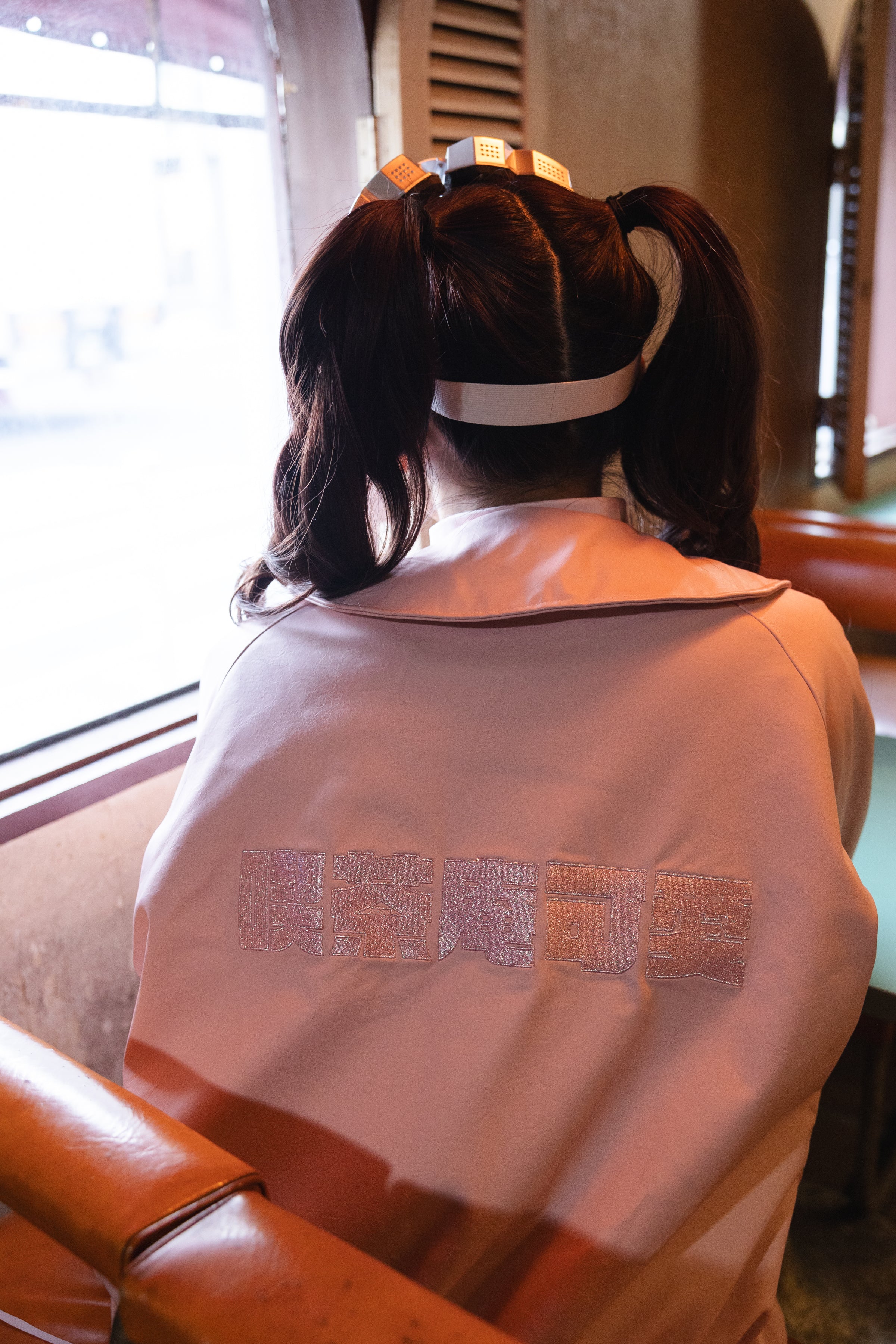 EMBROIDERY FAUX LEATHER BLOUSON